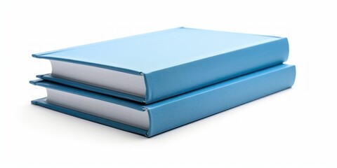 Stack of Blue Books on White Background