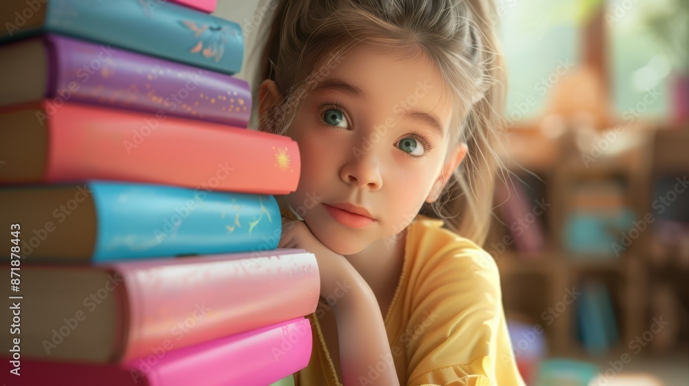 Canvas Prints The girl and books.