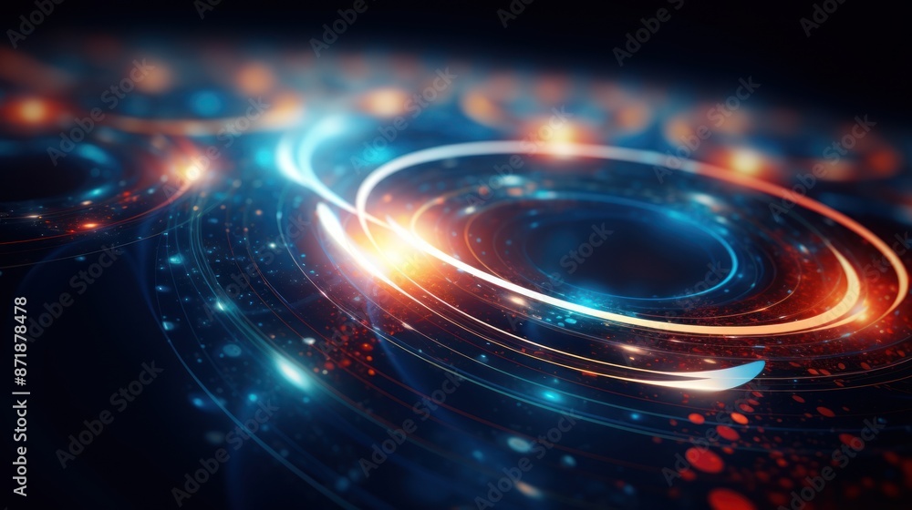 Poster abstract particle fractal background, hi-tech