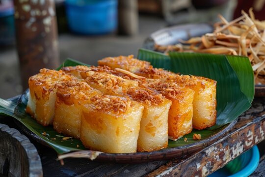 Combro and Misro popular West Java snack with cassava cake and choice of filling like oncom or palm sugar