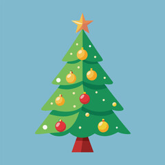 decorative christmas tree illustration on solid background