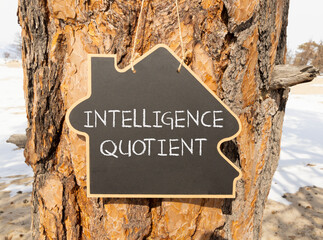 IQ intelligence quotient symbol. Concept words IQ intelligence quotient on beautiful black house...