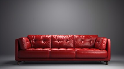 Obraz premium Red leather sofa, velvet fabric, 