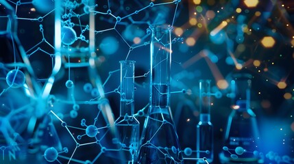 Futuristic background dark blue with molecules technology, polygonal shapes and lines. 