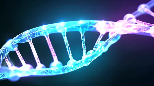 Close-up animation of a DNA strand replicating