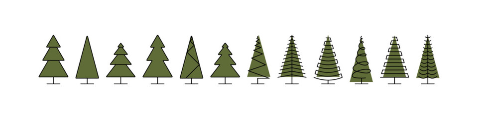Christmas tree. Blank christmas trees. Green christmas tree. Trees in a row