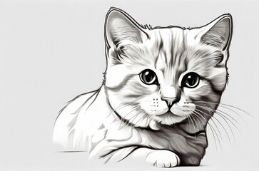 pencil drawing of a cat, drawn cat,