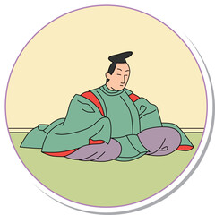 ステッカー風の円形百人一首　春道列樹