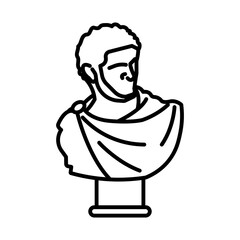 Ancient statue linear logo mark in black and white