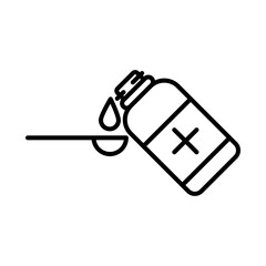 cough syrup linear logo mark in black and white