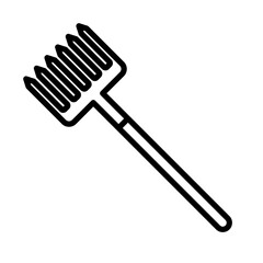 Garden fork linear logo mark in black and white