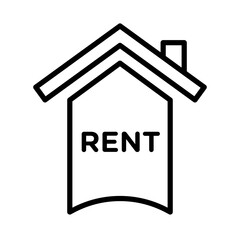 House rent linear logo mark in black and white