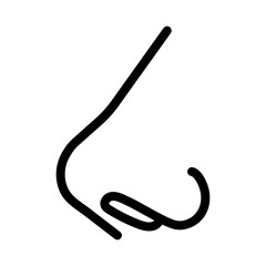 Human nose linear logo mark in black and white