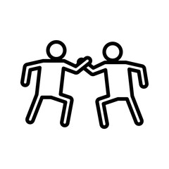 karate linear logo mark in black and white