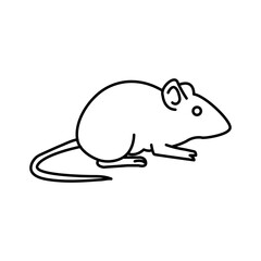 Mouse animal linear logo mark in black and white