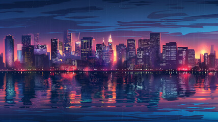 Pop art concept city silhouette. colorful background in pop art retro comic style.