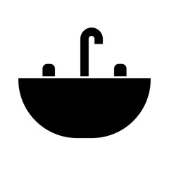 Simple basin silhouette icon. Washbasin silhouette icon. Vector.