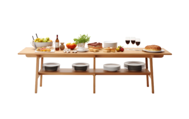 Elegant buffet table isolated on transparent background