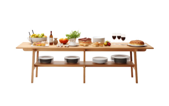 Elegant buffet table isolated on transparent background