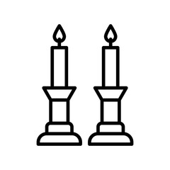 Shabbat candles linear logo mark in black and white