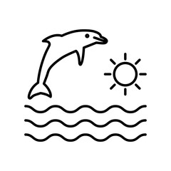 Obraz premium Sea Life linear logo mark in black and white