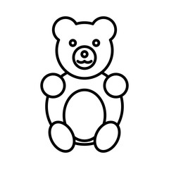 Teddy bear linear logo mark in black and white
