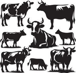 Cows Silhouette vector design