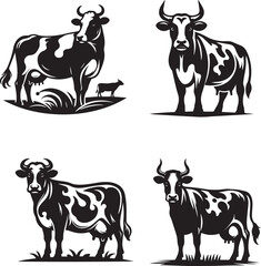 Cows Silhouette vector design