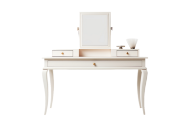 Elegant white dressing table isolated on transparent background