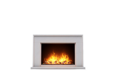 Elegant marble fireplace isolated on transparent background