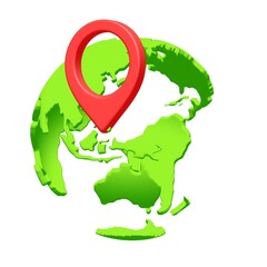 Fototapeta premium Geo mark pointer on planet earth. Navigation concept