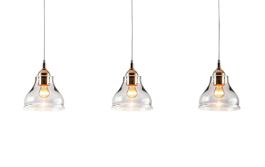 Glass Pendant Lights with Edison Bulbs Isolated on Transparent Background