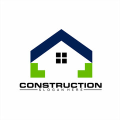 Simple modern Real Estate logo design with window roof and couch symbol.