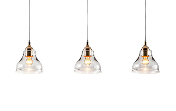 Glass Pendant Lights with Edison Bulbs Isolated on Transparent Background