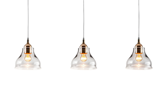 Glass Pendant Lights with Edison Bulbs Isolated on Transparent Background