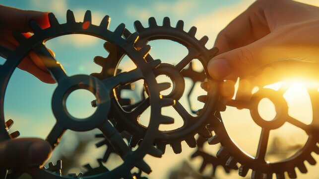 Hands Holding Metal Gears