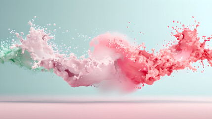 Abstract Pink Splash Explosion on Pastel Background