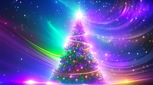 digital technical christmas tree glowing
