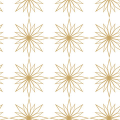 Abstract geometric pattern with stripes, lines. Seamless vector background. White and gold floral ornament. Modern reticulated graphic design.