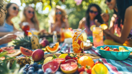 Obraz premium Mixed group of friends on a picnic.