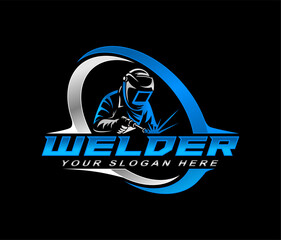 welding welder service logo emblem badge illustration vector design