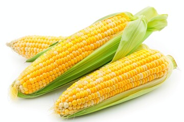 Fresh corn on white background with clipping path