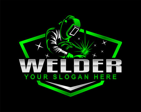 welding welder service logo emblem badge illustration vector design