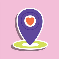 Location love icon. Valentine day symbol