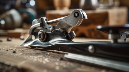 A closeup of a hand planes adjustable lever showcasing the precision and control that can be achieved with these highend tools.