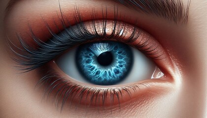Fototapeta premium Human blue eye realistic beautiful closeup zoom