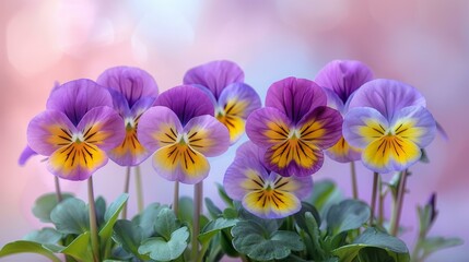 Naklejka premium Purple and Yellow Pansy Bouquet