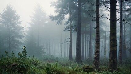 misty morning in the forest
