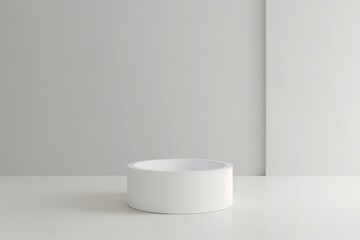 Empty podium or pedestal display on white background with cylinder stand concept. Blank product shelf standing backdrop. 3D rendering model