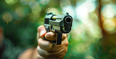 Close-Up of Hand Holding a Gun